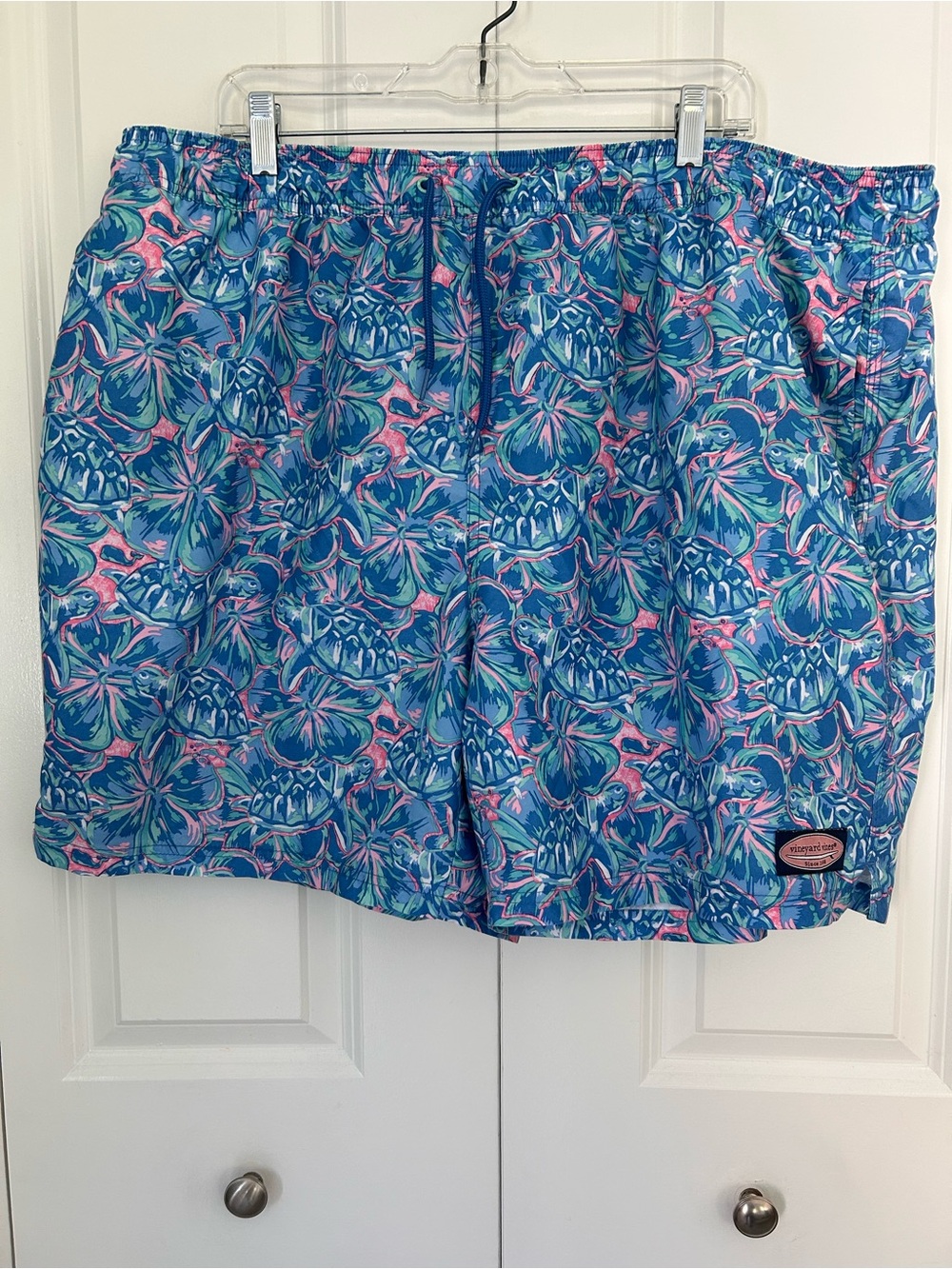 Vineyard Vines Blue Floral Turtle Swim Chappy Trunks Board Shorts Size 3XL